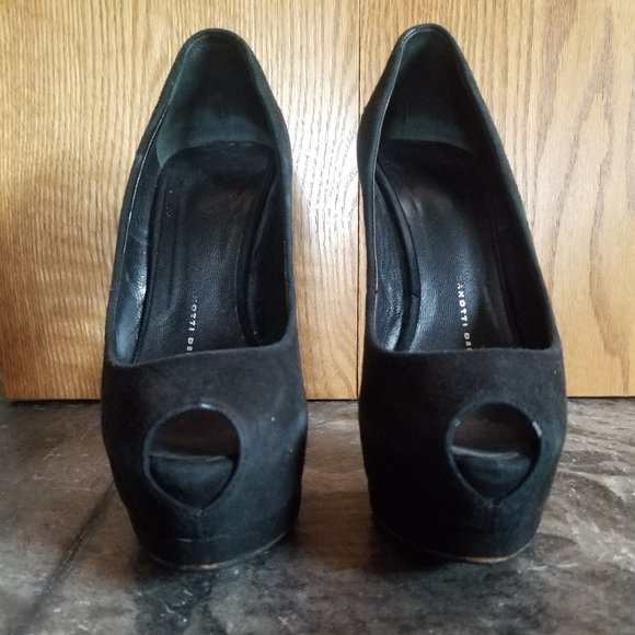 Giuseppe Zanotti Sexy Black Suede Peep Toe Platform Pump - Picture 1 of 9
